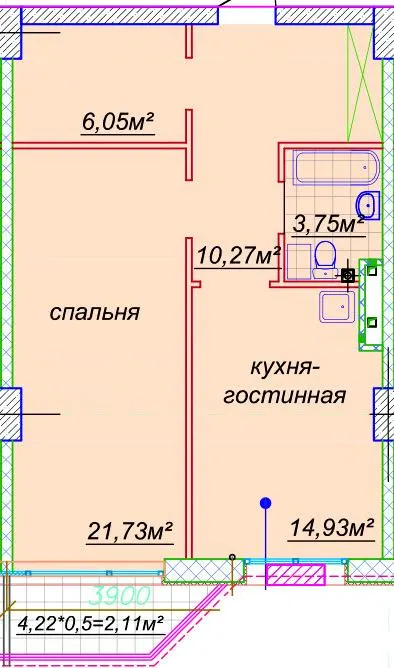 ЖК Миронова — 60.1 м²