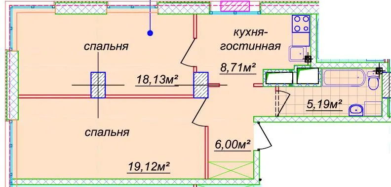 ЖК Миронова — 58.5 м²