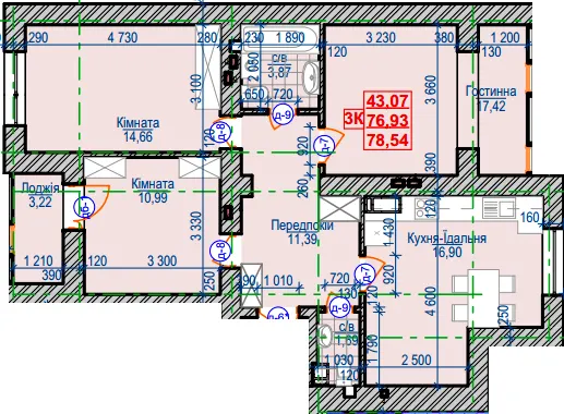 ЖК Сімейний квартал — 78.5 м²