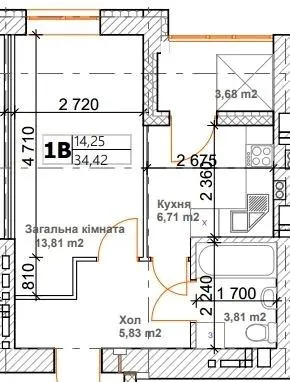 ЖК Сімейний — 34.4 м²
