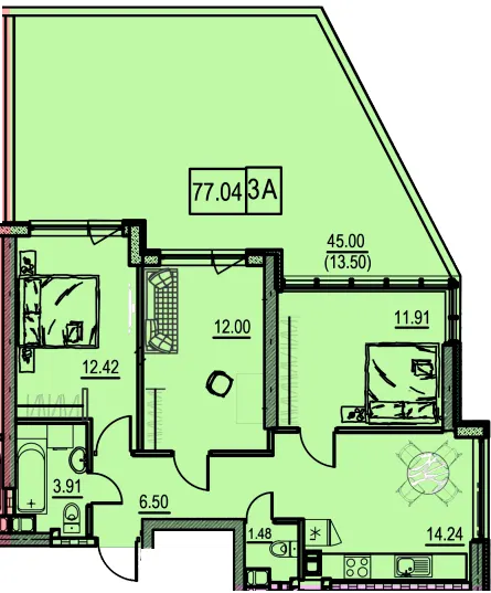 ЖК Manhattan — 77.4 м²