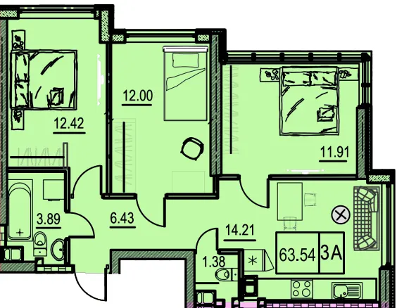 ЖК Manhattan — 63.5 м²