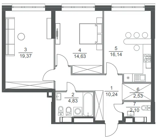ЖК Greenville Park — 69.7 м²