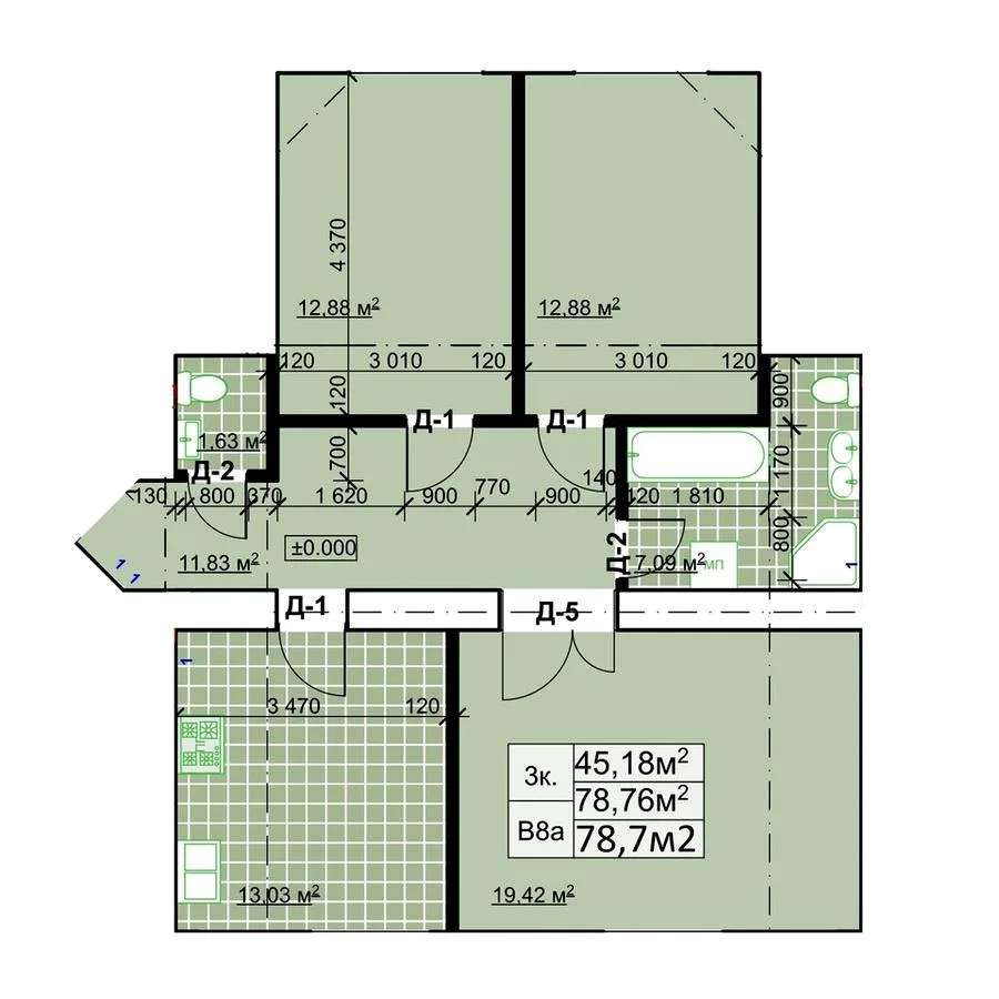 3-кімнатна квартира, 79 м², г. Коломия, Коломия — фото 1
