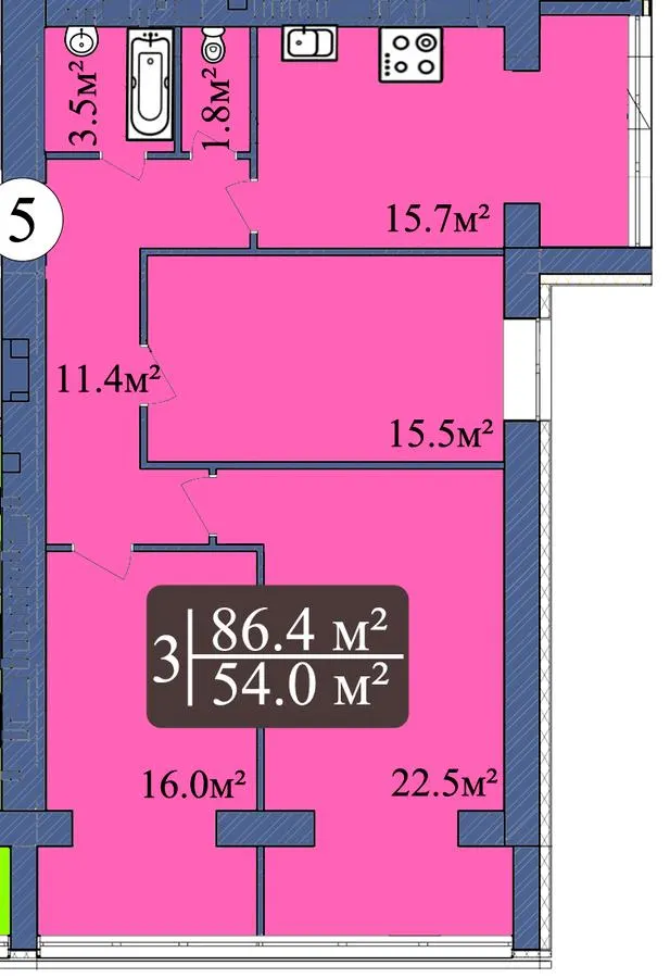 ЖК Мрія Миколаїв — 86.4 м²