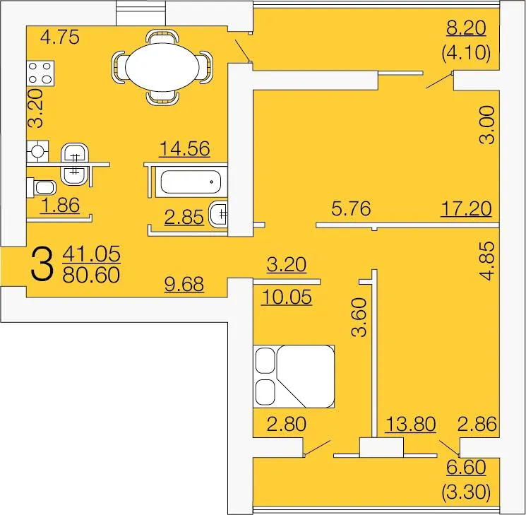 ЖК Апельсин — 80.6 м²