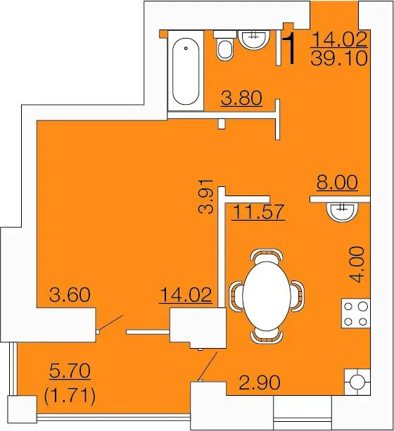 ЖК Апельсин — 39.1 м²