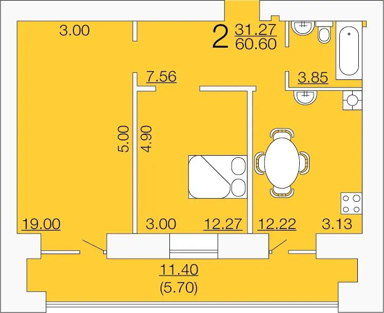 ЖК Апельсин — 60.6 м²