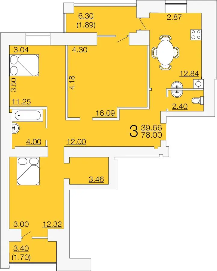 ЖК Апельсин — 78 м²