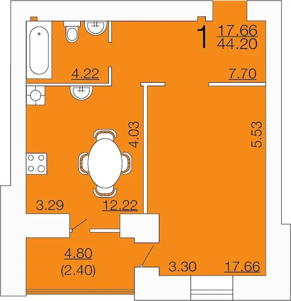 ЖК Апельсин — 44.2 м²