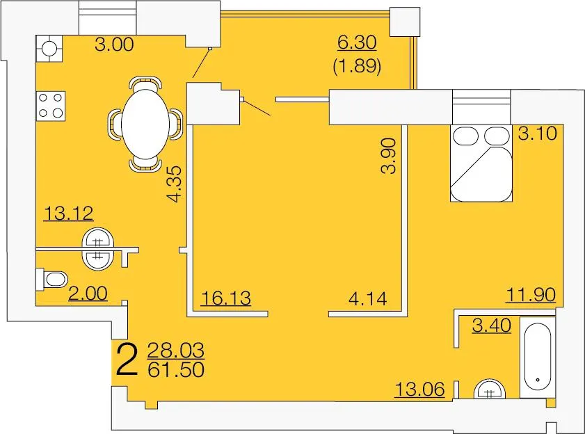 ЖК Апельсин — 61.5 м²