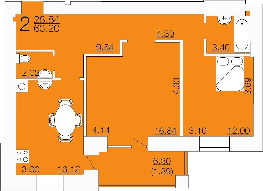ЖК Апельсин — 63.2 м²