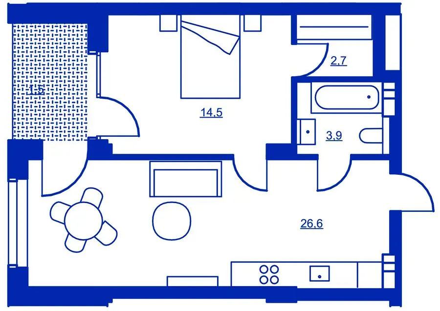 Житловий район Rybalsky — 49.8 м²