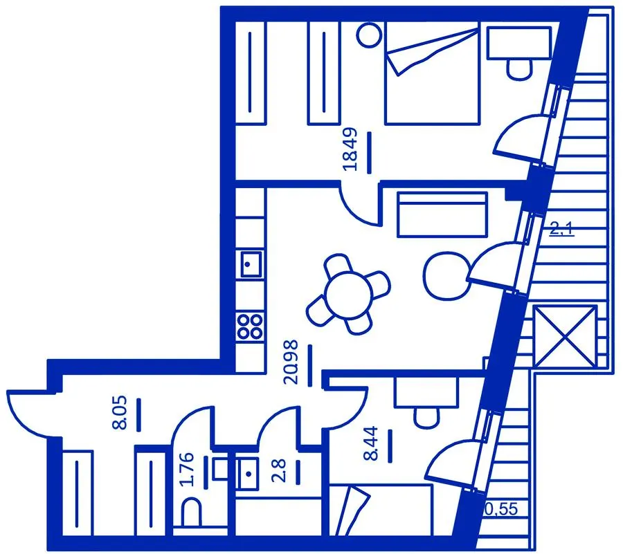 Житловий район Rybalsky — 63.2 м²