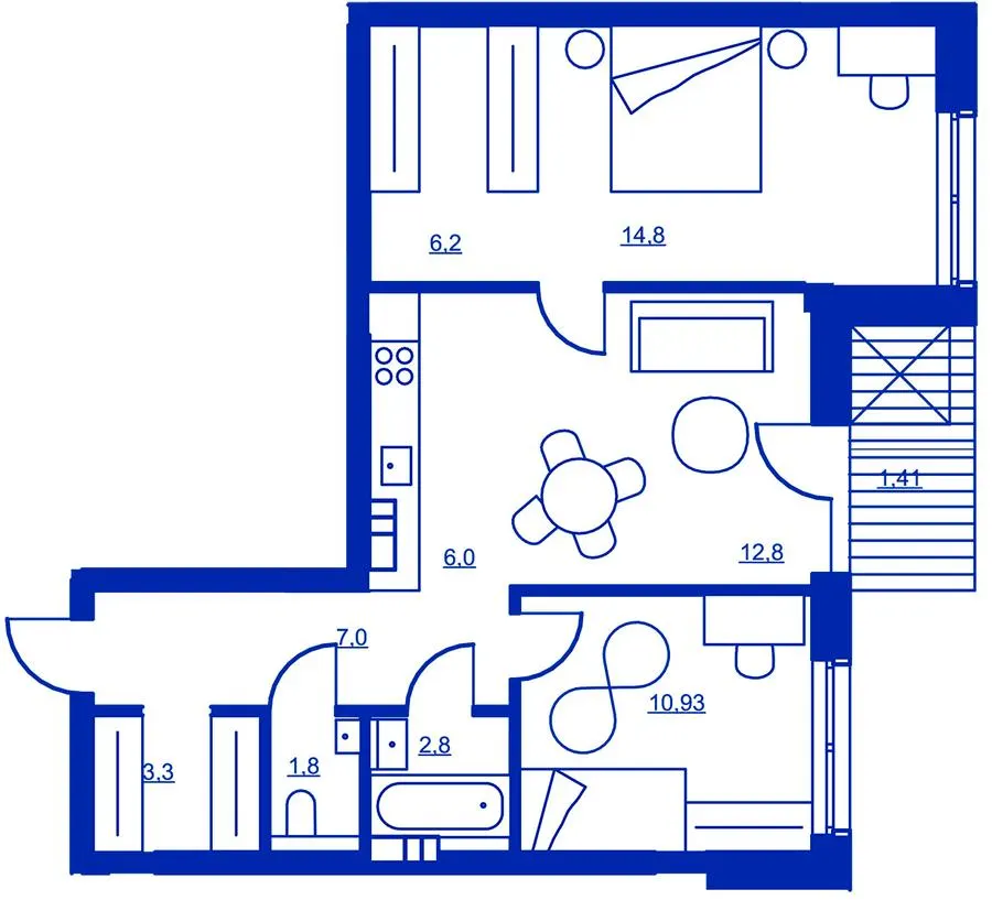 Житловий район Rybalsky — 67 м²