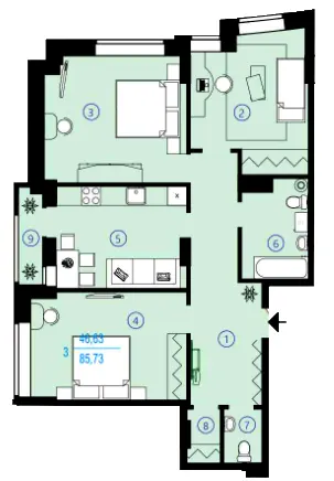 ЖК Меридиан — 86.8 м²