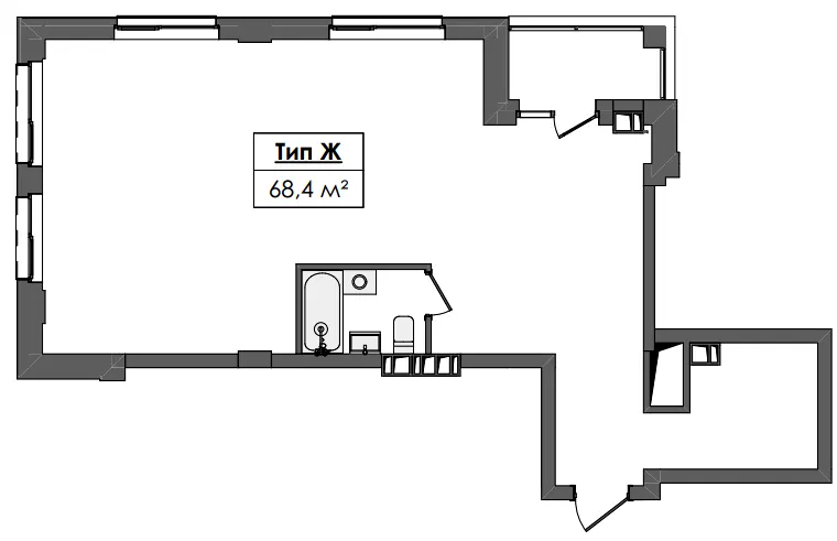 ЖК Жовтневий — 68.4 м²
