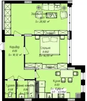 ЖК Джем Сіті — 64 м²