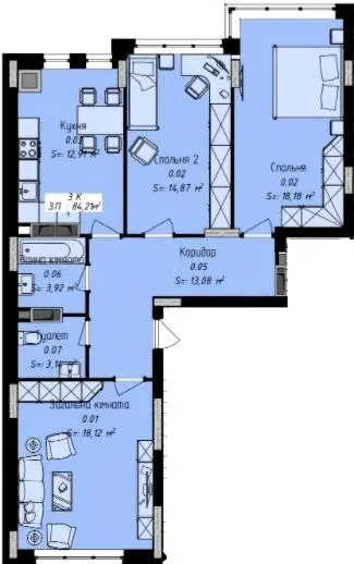 ЖК Джем Сіті — 89.5 м²