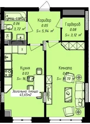 ЖК Джем Сіті — 45.7 м²