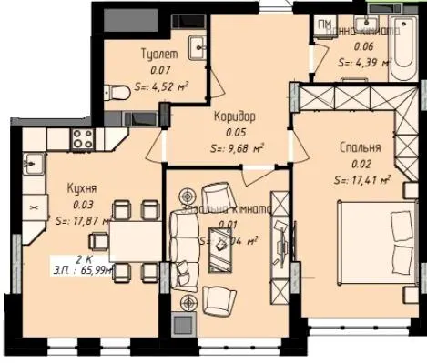 ЖК Джем Сіті — 66.1 м²