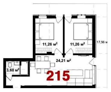 Апарт-комплекс Wood Apartments — 55.6 м²