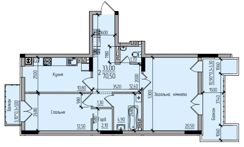 ЖК Comfort Hall — 70.5 м²