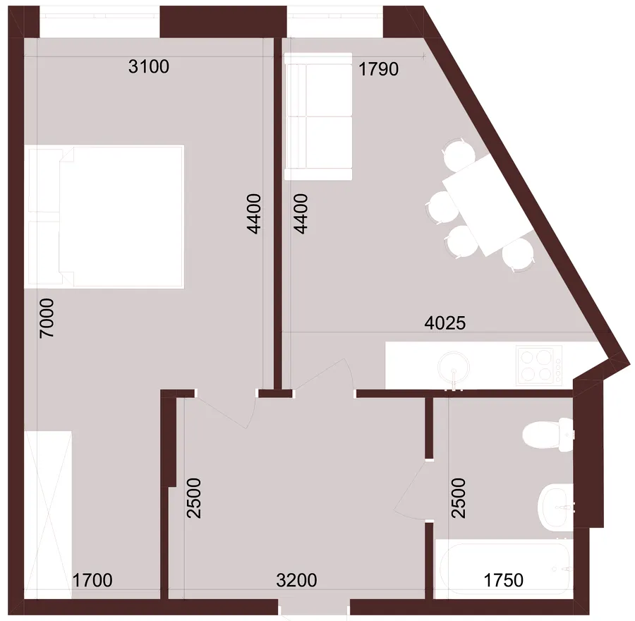 Urban One Klochkivska — 41.7 м²