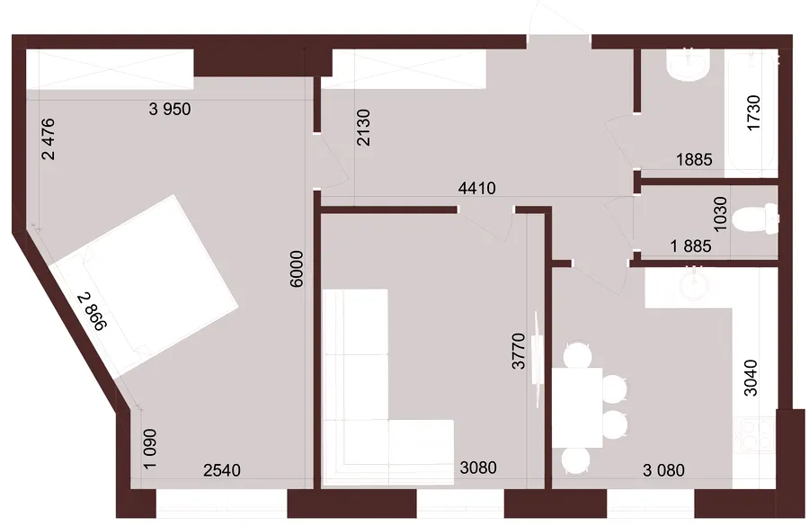 Urban One Klochkivska — 54.9 м²