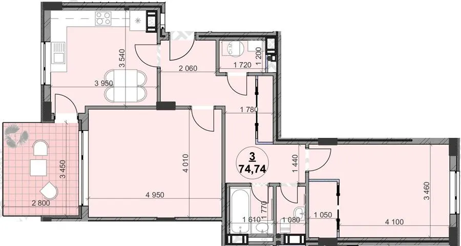 ЖК Bavaria Group — 74.7 м²