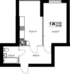 Клубний будинок Павленко Хол — 43.1 м²