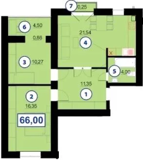2-кімнатна квартира, 66 м², Калушське шосе, Пасічна — фото 1