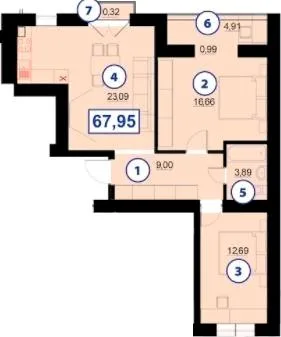 2-кімнатна квартира, 68 м², Калушське шосе, Пасічна — фото 1