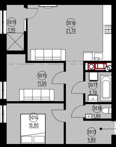 ЖК Вікторія — 60.7 м²