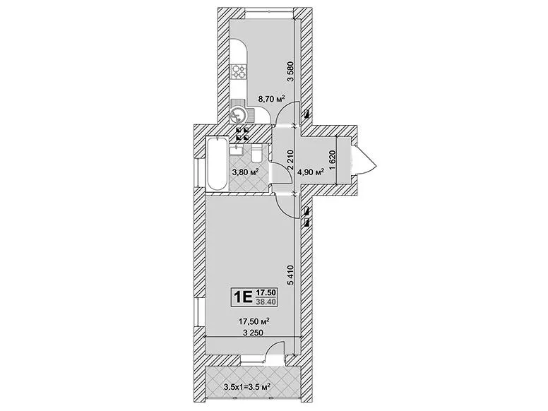Клубний будинок Марсель — 38.4 м²