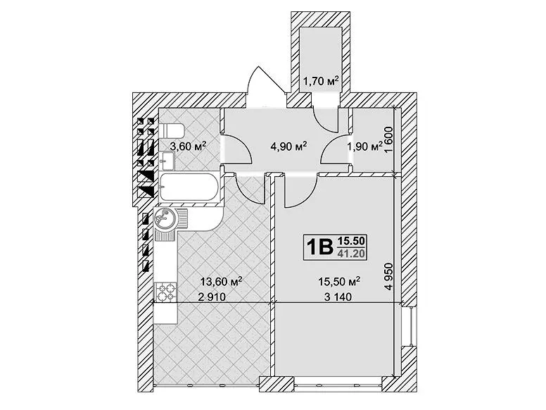 Клубний будинок Марсель — 41.2 м²