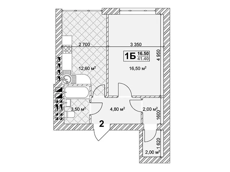 Клубний будинок Марсель — 41.4 м²