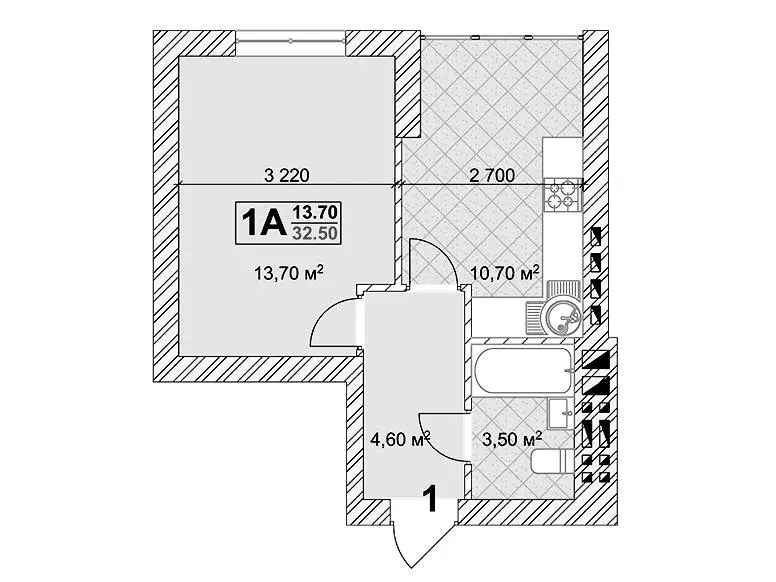 Клубний будинок Марсель — 32.5 м²