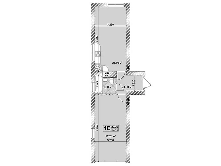 Клубний будинок Марсель — 52.4 м²