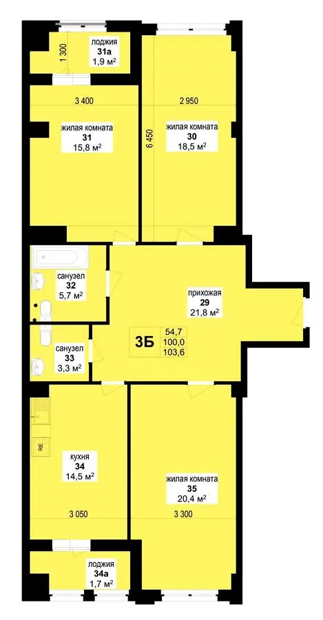 ЖК Мангеттен — 103.6 м²