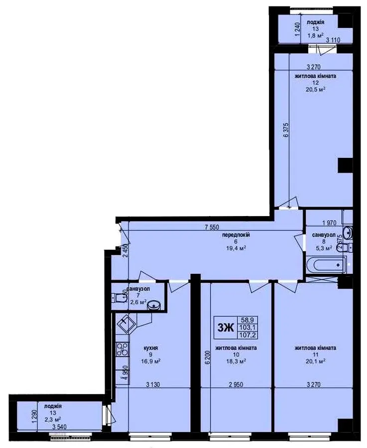ЖК Мангеттен — 107.2 м²