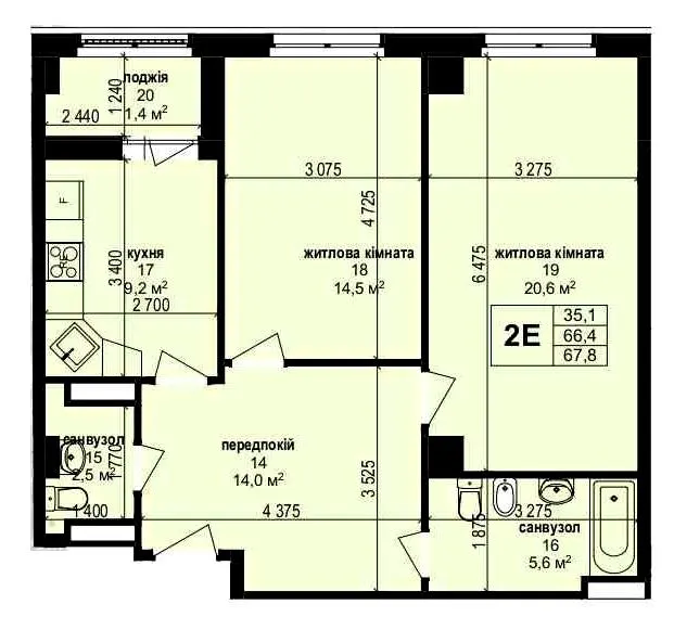 ЖК Мангеттен — 67.8 м²