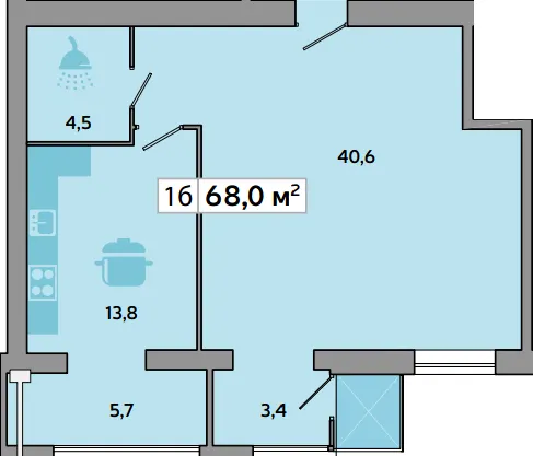 ЖК Дніпровська Брама 2 — 68 м²