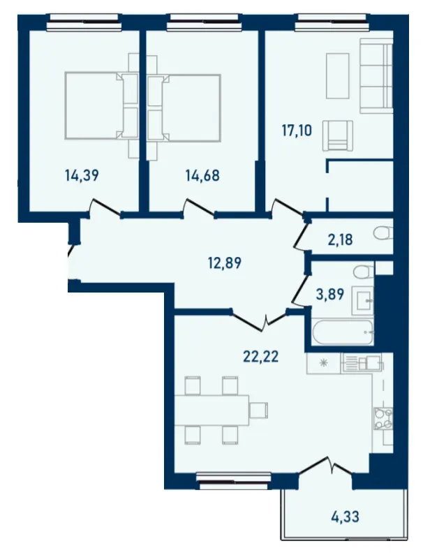 ЖК Престижний 2 — 91.7 м²