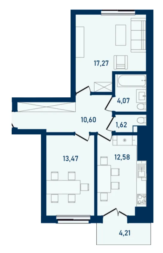 ЖК Престижний 2 — 63.8 м²
