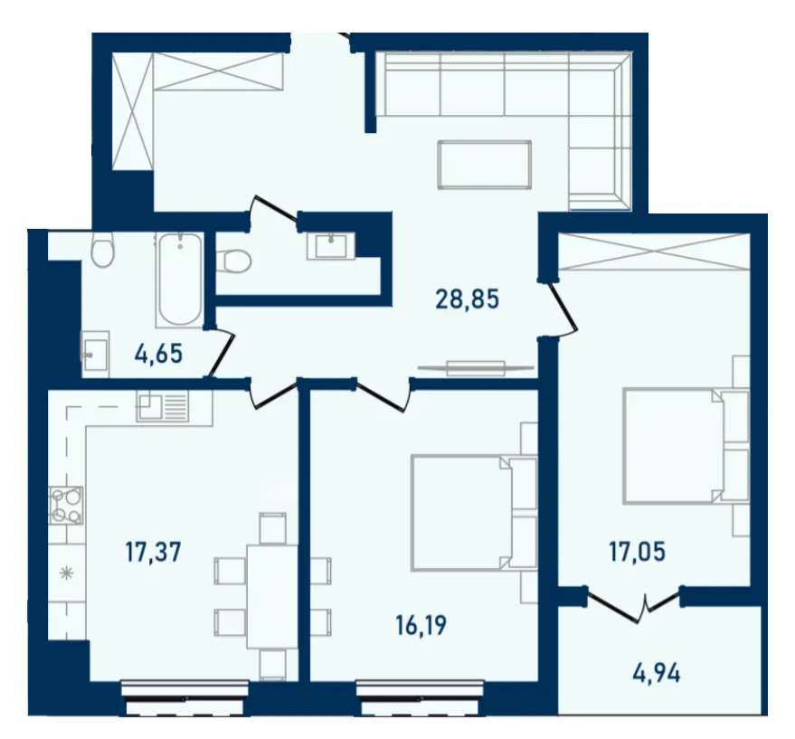 ЖК Престижний 2 — 91.5 м²