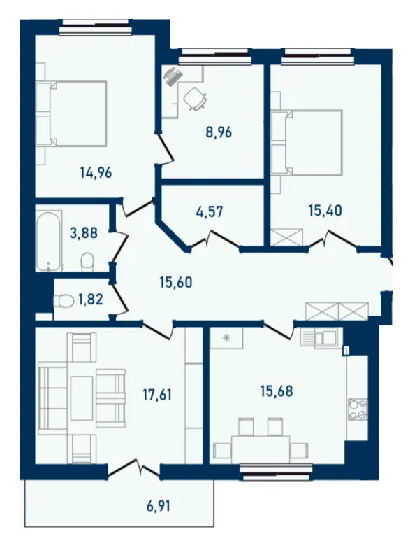 ЖК Престижний 2 — 105.4 м²
