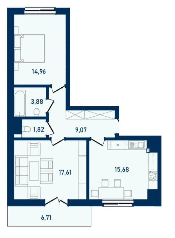 ЖК Престижний 2 — 69.7 м²