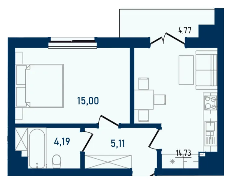 ЖК Престижний 2 — 43.8 м²