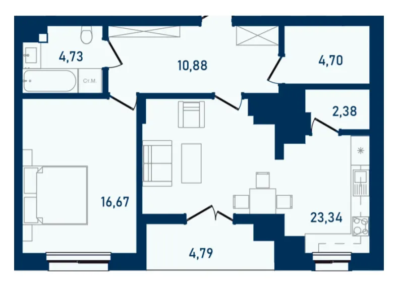 ЖК Престижний 2 — 67.5 м²
